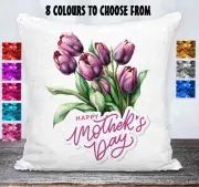 Mum Cushion Cover Throw Pillow Reversible Sequins Mothers Day Gift Tulips Floral