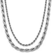 [JewelryWeb] 2.89mm 925 Sterling Silver Rhodium Plated Polished 2 strand With 1.5inch Extension Necklace 16 Inch-Strand-Necklace for Women