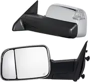 Towing Mirrors Chrome Cap Compatible With 2009-2018 Dodge Ram 1500 2500 3500 Pickup Power Heated Temperature Sensor Turn Signal Puddle Light