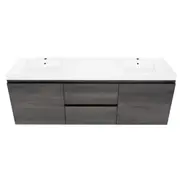 Forme 1500mm Gloss Mont Albert Wall Hung Vanity With Polymarble Top - Dark Chocolate