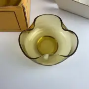 Vintage Anchor Hocking "Accent Modern" Chip and Dip Set in Box RETRO Honey Gold