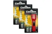 3x Camelion LED Torch Light 35LM Camping/Outdoor Flashlight w/ 2x D Battery Red