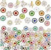360 Pcs Flower Rhinestones Buttons Sets DIY Flat Back Flower Shaped Rhinestones Buttons, Faux Pearl Embellishments Buttons Crystal Glass Beads for Jewelry Making Wedding Home Decoration