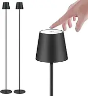 IMQSQIK 2Pack Cordless Floor Lamp for Outdoor/Indoor, Built-in 6800 mAh Battery LED Battery Operated lamp Rechargeable, with Touch Control Floor lamp，Adjustable Height Floor Lamp for Patio(Black)