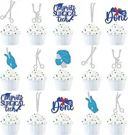 Surgical Tech Graduation Cupcake Toppers, Surgical Doctor Graduation Party Decoration, Congrats Surgical Tech, Surgeon Nurse Graduation Deco, 24Pcs Surgical Tech Graduation Decor, Pre-assembled