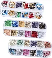 WOONEKY Nail Set 3 Boxes of Manicure Foil Sequins Flakes Decorative Stickers for Christmas Halloween Birthday Parties