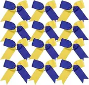 Cheerleading Bow Jumbo Cheer Bows 12 Pcs 7 Inch Ponytail Holder Cheerleader Bows Hair Tie (Royal Blue/Yellow)