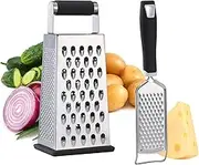 2 Pack, Cheese Box Grater & Handheld Cheese Grater Set, Stainless Steel Vegetable Slicer Food Shredder 4-Sided Convenience Gadgets with Lemon Zester Grater with Handle, Kitchen Gadgets and Tools