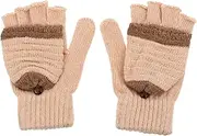 [Healeved] 1 Pair Winter Warm Convertible Gloves for Women Knitted Half Finger Mittens with Clamshell Design for Outdoor Activities Cold Weather Unisex Winter Hands Warmer