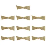 10Pcs Chair Sashes Elegant Sequins Polyester Elastic Bow-shaped Chair Cover Ribbons Wedding Supplies Golden