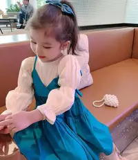 在飛比找樂天市場購物網優惠-Baby童衣 假兩件式雪紡洋裝 女童洋裝 可愛洋裝 氣質洋裝
