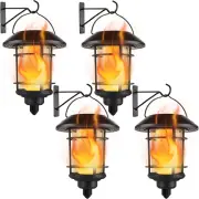 Dynaming 4 Pack Solar Flame Wall Lanterns Outdoor, Solar Powered Wall Mounted...