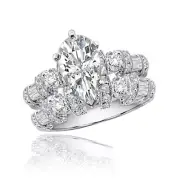 Pear Shape Diamond Bridal Set Ring 3.00 Carat GIA Certified 18k White Gold