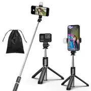 Selfie Stick with Fill Light,4 in 1 Tripod Stand with Detachable Wireless Rem...