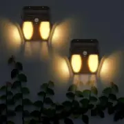 Solar Wall Lights Dual Bulbs Outdoor, Dusk to Dawn Motion Sensor Lights Waterpro