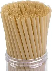 [HansGo] Sugarcane Straws, 200PCS Drink Straws Disposable for Hot Cold Drinks, Coffee, Cocktail, Juice Home Favor, The Beach Party, Natural Brown