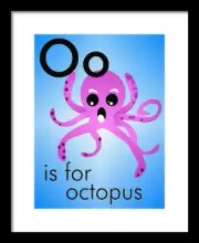 O is for Octopus - Art Print Home Decor Wall - Flashcard (frame not included)