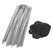 Garden Pegs U Shaped Metal Pins Heavy Duty Spikes Ground Staple with☃