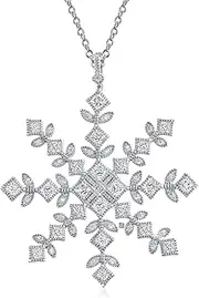 [Bling Jewelry] Winter Holiday Party Christmas Dangle Snowflake Pendant Necklace for Women Teen Plated .925 Sterling Silver