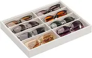 Lolalet Sunglasses Organizer Tray, 8 Grids Velvet Glasses Eyewear Sunglass Jewelry Holder Display Tray Drawer Storage for Women Men -1 Pack, Beige
