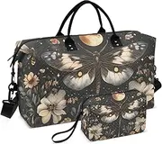 [ZRYSMY] Butterfly Boho Florals Duffel Bag for Traveling, Travel Bag Gym Bag, with Multiple Interior Pockets Shoulder Weekender Bag for Women Men with Toiletry Bag 20.5L x 1.9W x 13.8H, Multi-Colored