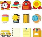 Fuutreo 36 Pcs Back to School Cutouts Classroom Bulletin Board Decoration Set Crayons Pencils Cutouts First Day of Classroom Wall Decor Back to School Party Supplies for Teachers DIY (Classic Style)