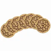 OM Lotus Flower Cork Coaster Set of 6 Dinner Tableware setting Set Yoga Grid