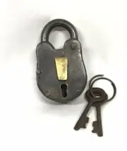 Iron Skeleton Key Mini Padlock Western Pirate Style Heavy Duty Working Lock