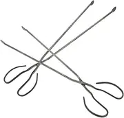 2Pcs Firewood Tongs Long Handle Clamp for Grill Ergonomic Non Slip Grip for Indoor Fireplaces Outdoor Fire Pits Durable Metal Trash Clips