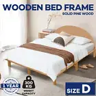 Wood Bed Frame Double Solid Pine Wooden Base Platform Bed Round Bedhead Oak