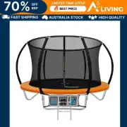 8FT Trampoline for Kids with Ladder Enclosure Safety Net Rebounder Orange C8-OR
