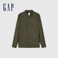 在飛比找momo購物網優惠-【GAP】男裝 翻領長袖襯衫-軍綠色(877270)