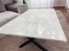 72"x36" White Selenite Stone Dining Table Sunburst Arts Handmade Furniture Decor