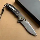 87 layer Damascus Steel Folding Pocket Knife Button Lock Ball Bearing with Clip
