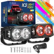 2pcs 4" RGB LED Cube Pods Work Light Bar Strobe Offroad Driving Fog Light