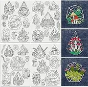 Pack of 34 Water Soluble Stabilizers for Hand Sewing Made of Glass for Potted Plants 21 x 29.7 cm Embroidery Pattern Stabiliser for Mushroom Cactus Motifs 4 Sheets Succulent Stick Stitch Paper