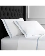 Melange Home Set of Two 600 Thread Count Sateen Stripe Embroidery Pillowcases