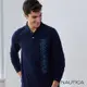 Nautica男裝 品牌文字LOGO漸變印花長袖POLO衫-深藍