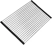 Ahyuan Roll Up Dish Drying Rack Over The Sink - Portable and Foldable Kitchen Sink Drainer (Black, 17.8''X14'')