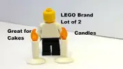 LEGO Candles Great for Birthday Memory of Celebration LOT OF 2 All White Orange