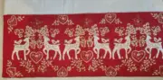 Christmas Beaded Table Runner Alpine Chalet Red Reindeer 13” X 36” Centerpiece