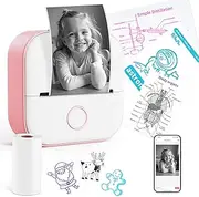 Mini Printer Sticker Maker - T02 Thermal Printer, Bluetooth Wireless Portable Phone Printer, Small Instant Pocket Printer, for Anatomy Picture, Children DIY, Pink