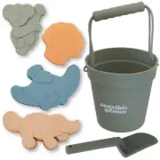 Sustainable Aussie Animal Beach Toys - 6-Piece Silicone Bucket and Spade Set