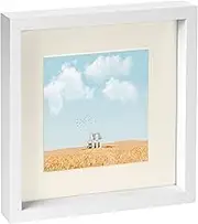 Nicola Spring 10" x 10" White 3D Box Photo Frame - 6" x 6" Mount - Ivory