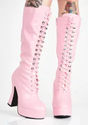 [Ellie Shoes] Candy Beverly Heels Baddie Platform Boots