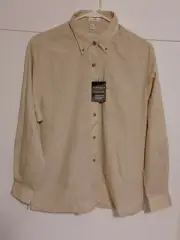 Van Heusen Performall Tan Dress Shirt Large 12-14 Wrinkle Free Stain Release