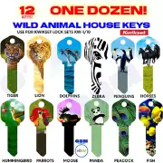 HOUSE KEY 12 PACK Wild Animal Collection-For Kwikset KW-1/10 Locks-HOT DEAL