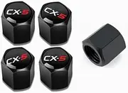 for Mazda CX5 Black Metal Tire Valve Stem Cap Covers Air Valve Cap Set Dust Proof Leak-Proof Air Cover Logo Styling Car Accessories(Pack of 5)