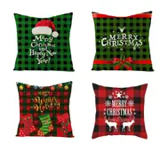 8Pcs Christmas Pillowcase Cotton Linen Throw Pillow Cover for Couch Home Decorations -Style 1 and Style 2 and Style 3 and Style 4