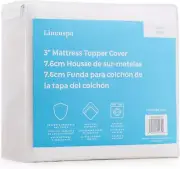 Linenspa 3 Inch Mattress Topper Cover Twin – Cover Only – Machine Washable –